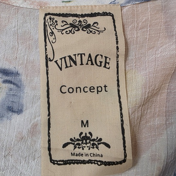 Vintage‎ Concept M Floral Open Cardigan Duster Cover Up Lightweight Sheer Kimono - Picture 5 of 7